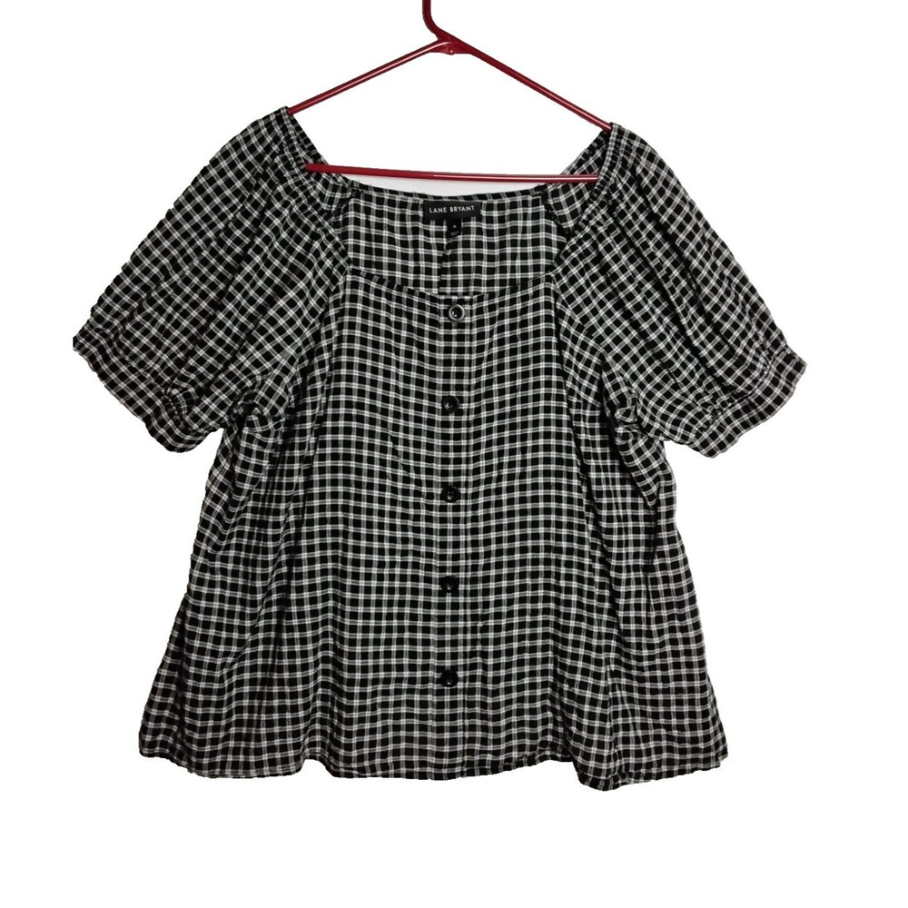 Lane Bryant's Women's size 18 Black and White Gingham Check Short Sleeve  top